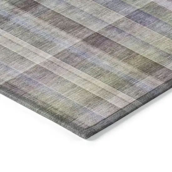 8' Runner Gray Plaid Washable Non Skid Indoor Outdoor Runner Rug Photo 5