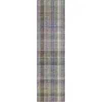 Photo of 8' Runner Gray Plaid Washable Non Skid Indoor Outdoor Runner Rug