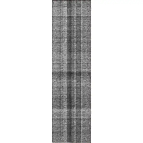 8' Runner Gray Plaid Washable Non Skid Indoor Outdoor Runner Rug Photo 4