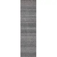 Photo of 8' Runner Gray Striped Washable Non Skid Indoor Outdoor Runner Rug