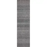 Photo of 8' Runner Gray Striped Washable Non Skid Indoor Outdoor Runner Rug