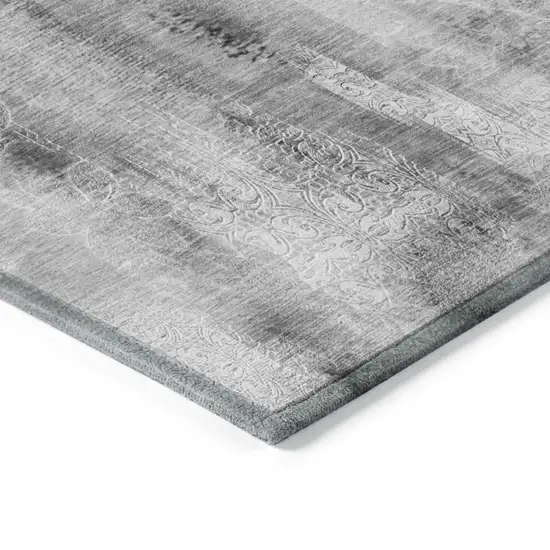 8' Runner Gray Washable Non Skid Indoor Outdoor Runner Rug Photo 7