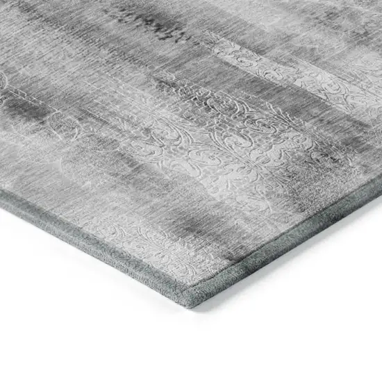 Gray Washable Non Skid Indoor Outdoor Runner Rug Photo 7