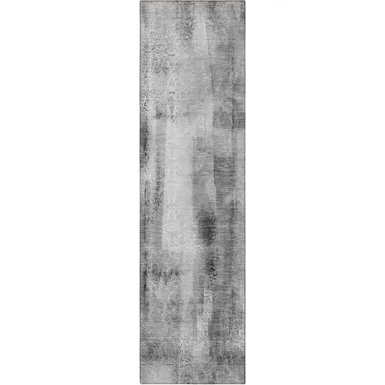 Gray Washable Non Skid Indoor Outdoor Runner Rug Photo 5