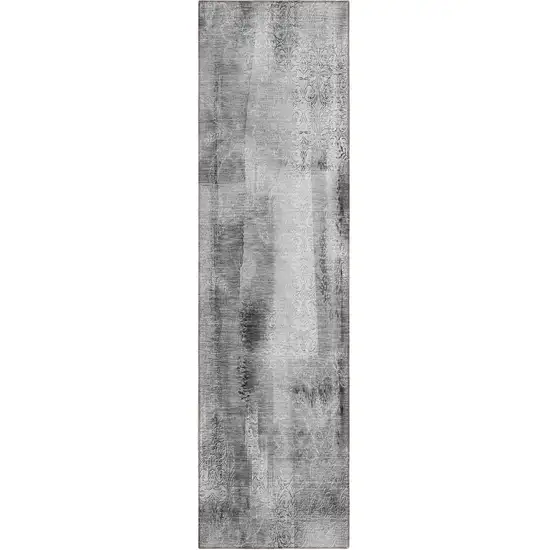 Gray Washable Non Skid Indoor Outdoor Runner Rug Photo 2