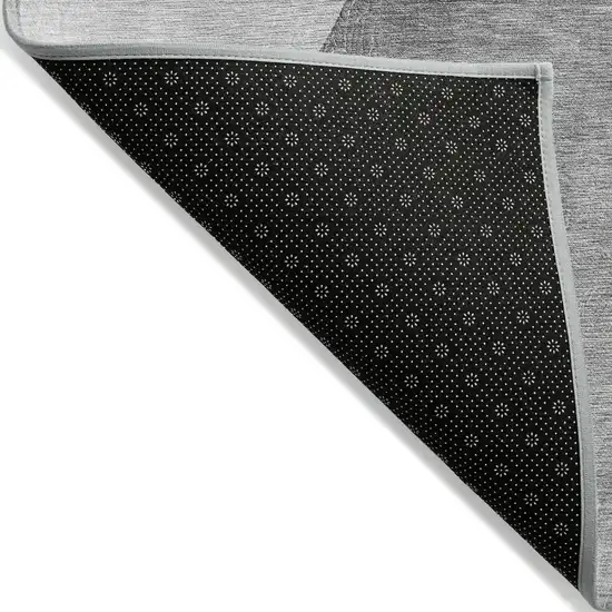 Gray and Black Abstract Washable Non Skid Indoor Outdoor Runner Rug Photo 6