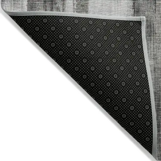 Gray and Black Abstract Washable Non Skid Indoor Outdoor Runner Rug Photo 5