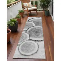 Photo of 8' Runner Gray and Black Faux Bois Washable Non Skid Indoor Outdoor Runner Rug