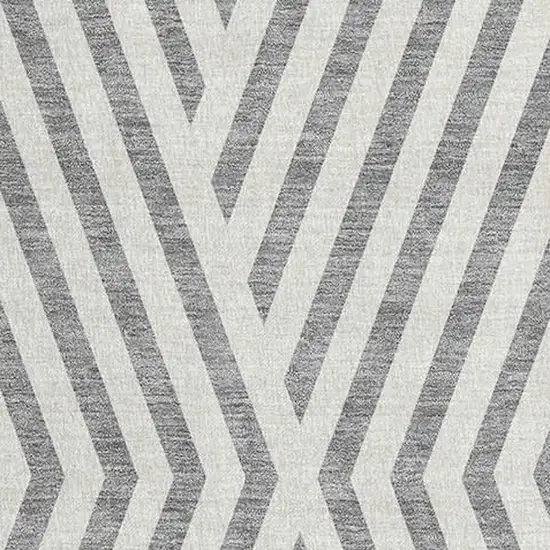 Gray and Ivory Geometric Washable Non Skid Indoor Outdoor Runner Rug Photo 5