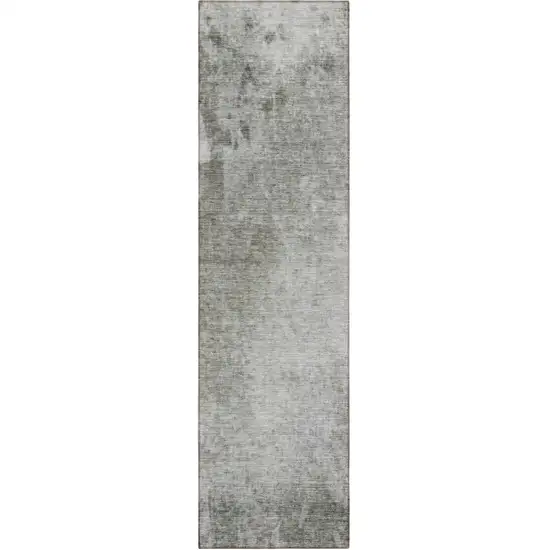 8' Runner Gray and Off White Abstract Washable Non Skid Indoor Outdoor Runner Rug Photo 2