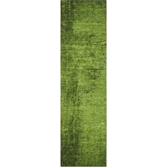 8' Runner Green Abstract Washable Non Skid Indoor Outdoor Runner Rug Photo 4