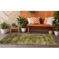 Photo of 8' Runner Green Abstract Washable Non Skid Indoor Outdoor Runner Rug