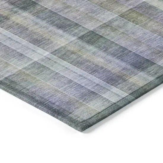 8' Runner Green Plaid Washable Non Skid Indoor Outdoor Runner Rug Photo 5