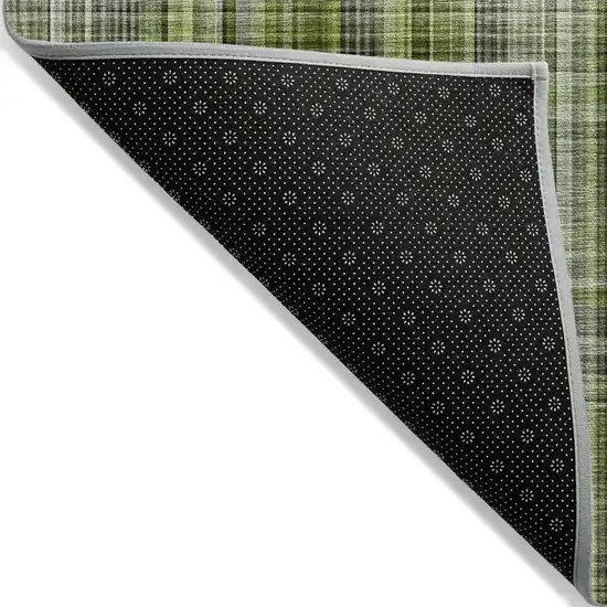 Green Black and Gray Plaid Washable Non Skid Indoor Outdoor Area Rug Photo 4