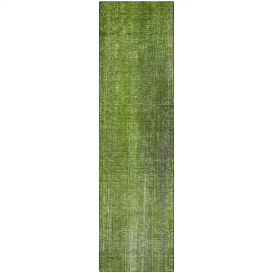 Green Striped Washable Non Skid Indoor Outdoor Runner Rug Photo 4