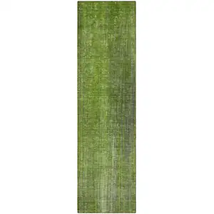 Photo of 8' Runner Green Striped Washable Non Skid Indoor Outdoor Runner Rug