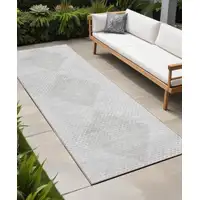 Photo of 8' Runner Ivory Geometric Washable Non Skid Indoor Outdoor Runner Rug