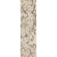 Photo of 8' Runner Khaki Floral Washable Non Skid Indoor Outdoor Runner Rug