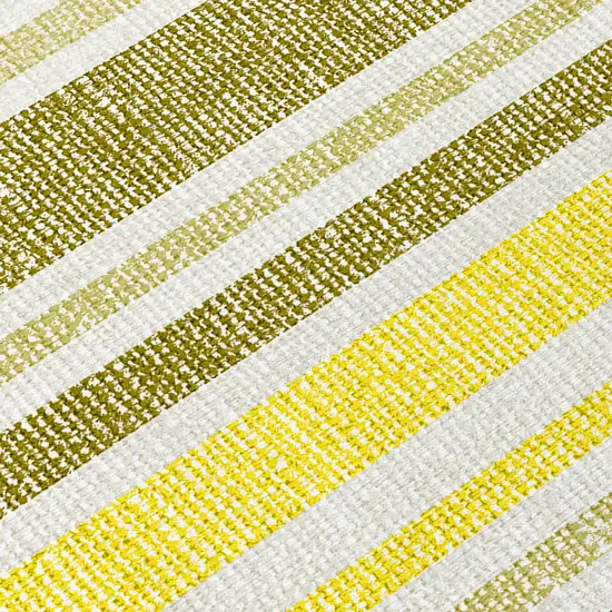 Khaki Yellow and Gray Striped Washable Non Skid Indoor Outdoor Runner Rug Photo 5