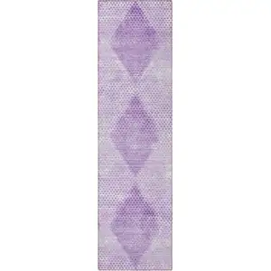 Photo of 8' Runner Lavender Geometric Washable Non Skid Indoor Outdoor Runner Rug