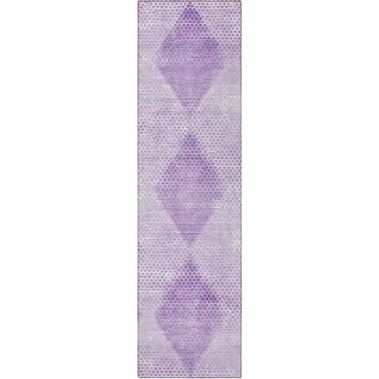 8' Runner Lavender Geometric Washable Non Skid Indoor Outdoor Runner Rug Photo 4