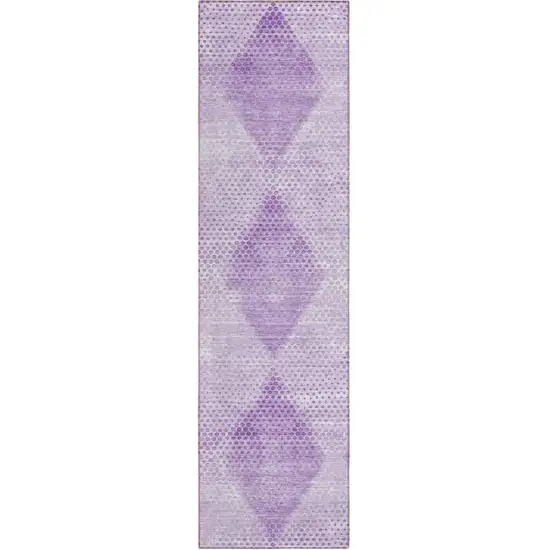 8' Runner Lavender Geometric Washable Non Skid Indoor Outdoor Runner Rug Photo 2