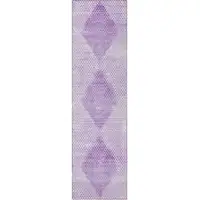 Photo of 8' Runner Lavender Geometric Washable Non Skid Indoor Outdoor Runner Rug