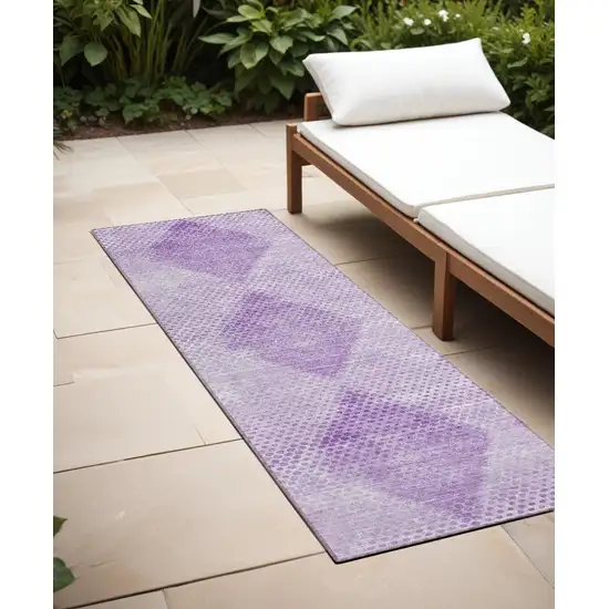 8' Runner Lavender Geometric Washable Non Skid Indoor Outdoor Runner Rug Photo 1