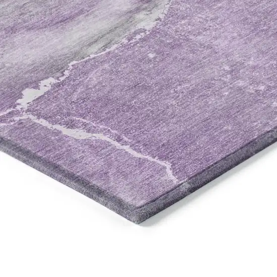 8' Runner Lilac Abstract Washable Non Skid Indoor Outdoor Runner Rug Photo 7