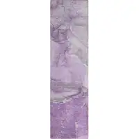 Photo of 8' Runner Lilac Abstract Washable Non Skid Indoor Outdoor Runner Rug