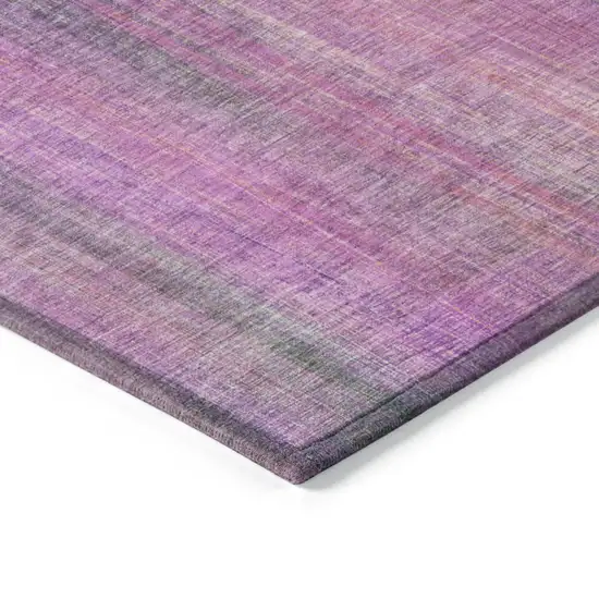 Lilac Striped Washable Non Skid Indoor Outdoor Runner Rug Photo 6