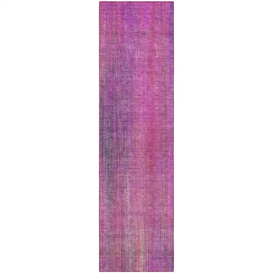 Lilac Striped Washable Non Skid Indoor Outdoor Runner Rug Photo 2