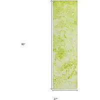 Photo of 8' Runner Lime Green Abstract Washable Non Skid Indoor Outdoor Runner Rug