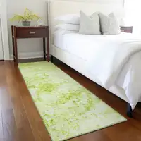 Photo of 8' Runner Lime Green Abstract Washable Non Skid Indoor Outdoor Runner Rug