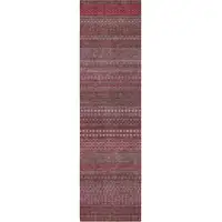 Photo of 8' Runner Merlot Striped Washable Non Skid Indoor Outdoor Runner Rug