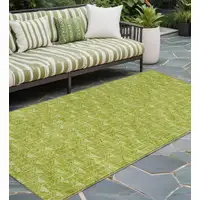 Photo of 8' Runner Moss Green Geometric Washable Non Skid Indoor Outdoor Runner Rug