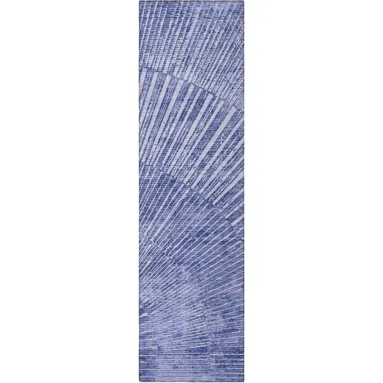 Navy Blue Abstract Washable Non Skid Indoor Outdoor Runner Rug Photo 5