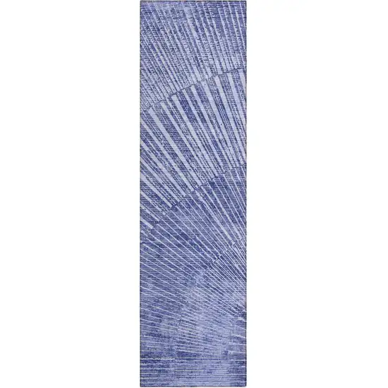 8' Runner Navy Blue Abstract Washable Non Skid Indoor Outdoor Runner Rug Photo 2