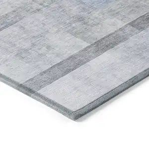 Photo of 8' Runner Navy and Gray Ombre Washable Non Skid Indoor Outdoor Runner Rug