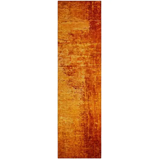 Orange Abstract Washable Non Skid Indoor Outdoor Runner Rug Photo 2