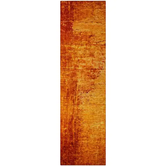 Orange Abstract Washable Non Skid Indoor Outdoor Runner Rug Photo 5