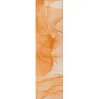 Photo of 8' Runner Orange Abstract Washable Non Skid Indoor Outdoor Runner Rug