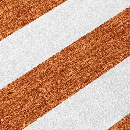 Orange Striped Washable Non Skid Indoor Outdoor Runner Rug Photo 7