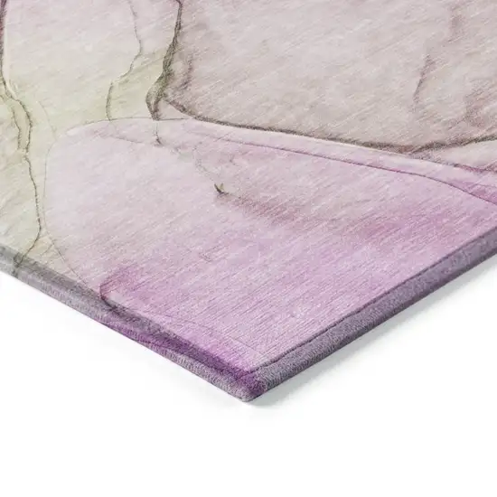 Pink Abstract Washable Non Skid Indoor Outdoor Runner Rug Photo 7