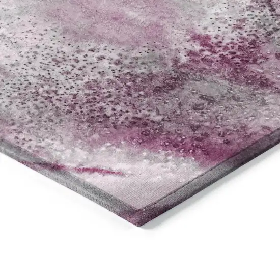 8' Runner Pink Abstract Washable Non Skid Indoor Outdoor Runner Rug Photo 7