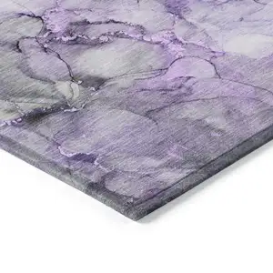 Photo of 8' Runner Purple Abstract Washable Non Skid Indoor Outdoor Runner Rug