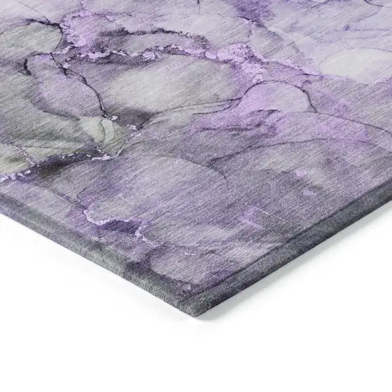 8' Runner Purple Abstract Washable Non Skid Indoor Outdoor Runner Rug Photo 7