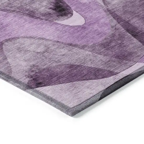 Purple Abstract Washable Non Skid Indoor Outdoor Runner Rug Photo 5