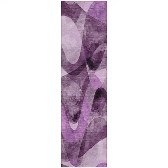 Purple Abstract Washable Non Skid Indoor Outdoor Runner Rug Photo 2