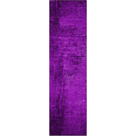 8' Runner Purple Abstract Washable Non Skid Indoor Outdoor Runner Rug Photo 5